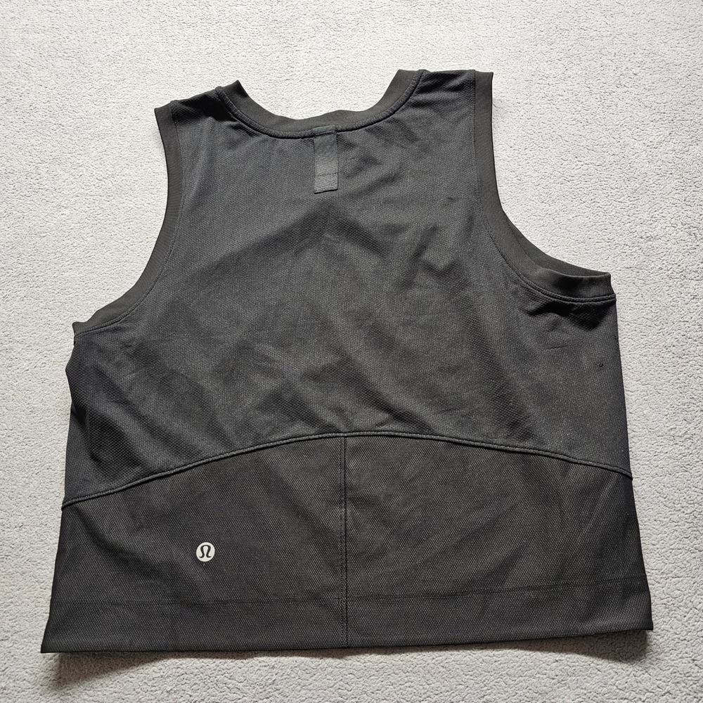 Lululemon Train to Be Tank Top Womens Small Black Athletic Mesh Cropped Training - Picture 8 of 12